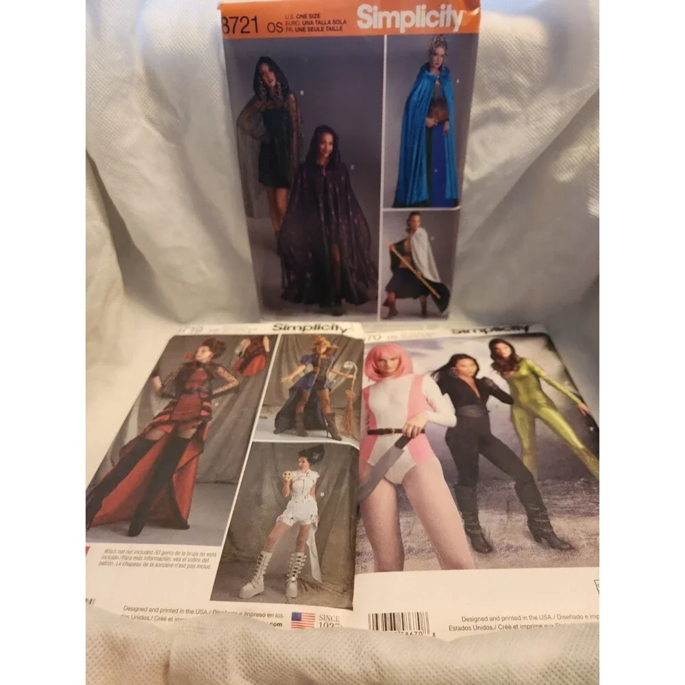3 Costume/Comicon Simplicity Patterns - 8721 , 8719, 8670 ONS PATTERNS ONLY!